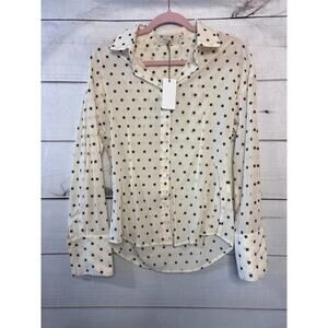 Ellison Cream Button Up Top With Black Stars Size Small